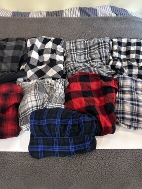 Plaid Flannel Shirts - Lot of 9 Men's Size M/L Mountain Ridge Wrangler Jackson